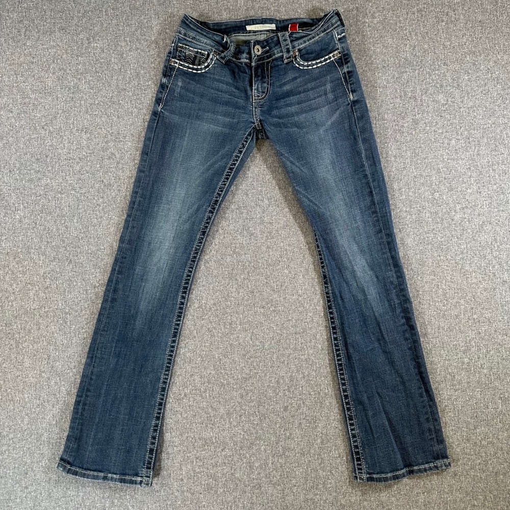 Stetson Jeans Women 4 Bootcut Blue Contrast Stitch Embroidery Denim